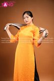 TAC0602 Áo Dài Gấm Hoạ Tiết - Màu Cam