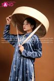 TCN0806 Cổ Phục Áo Tấc Nguyễn Triều Nữ Xanh Dương Hoạ Tiết