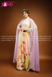 TAC0702 Áo Dài Hoa Tay Lơi Tím