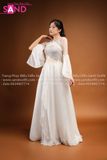 TMM0002 Váy Múa Hiện Đại Trắng Phối Ánh Kim