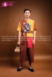 TBD1001 Trang Phục Bà Ba Đồng Dao Màu Nâu Nam