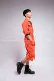 Set Jumpsuits Áo liền quần túi hộp có tách ống rời - Cam