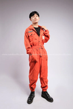 Set Jumpsuits Áo liền quần túi hộp có tách ống rời - Cam