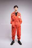 Set Jumpsuits Áo liền quần túi hộp có tách ống rời - Cam