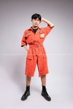 Set Jumpsuits Áo liền quần túi hộp có tách ống rời - Cam
