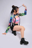 Outfit Phối Sẵn - (Chân Váy Quần Ngắn Xích phối Áo Quây Croptop, Áo Loang)
