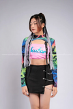 Outfit Phối Sẵn - (Chân Váy Quần Ngắn Xích phối Áo Quây Croptop, Áo Loang)