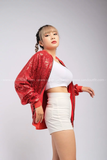 Outfit Phối Sẵn - (Quần Short Trắng phối Áo Khoác Đỏ Kim Sa)