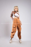 Outfit Phối Sẵn - (Quần Ống Rộng Túi Hộp Nâu phối Cánh Tay Rời Da Nâu)