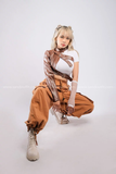 Outfit Phối Sẵn - (Quần Ống Rộng Túi Hộp Nâu phối Cánh Tay Rời Da Nâu)