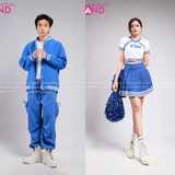 Outfit Phối Sẵn - (Quần Thụng Xanh Dương phối Áo Khoác Bomber Xanh Dương)