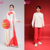 TAC0016 Áo Dài Trắng Lá Cờ Tay Loe