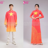 TAD0410 Áo Dài Nam Hoạ Tiết Sao Vàng