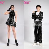 Outfit Phối Sẵn - (Quần Jogger Da Bóng Form Rộng phối Khoác Da Bóng Hoodie Đen)