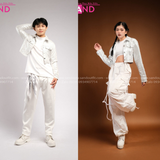 Outfit Phối Sẵn - (Quần Suông Bạc phối Áo Crop Bạc Ánh Kim