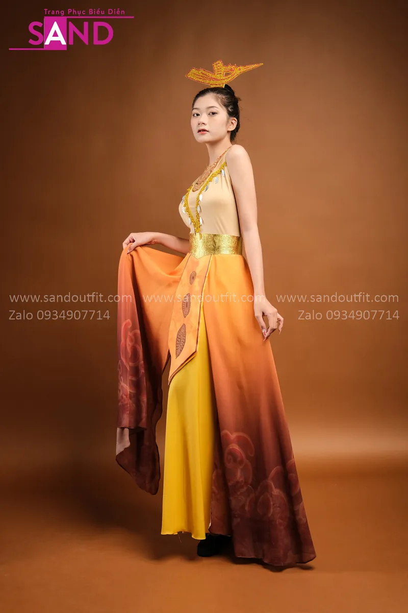 THL0601 Trang Phục Âu Lạc Cam - Nữ