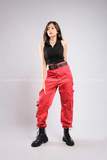 Outfit Phối Sẵn - (Quần 4 Túi Đỏ phối Áo Polo Cổ Sơmi Đen)