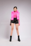 Outfit Phối Sẵn - (Bodysuit Hồng phối HAP0501 Áo Gile Phao Croptop Không Tay - Hồng)