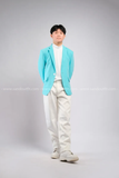 Outfit Phối Sẵn - (Quần Dài Kaki Ống Suông Trắng phối Vest Xanh Biển)