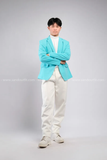 Outfit Phối Sẵn - (Quần Dài Kaki Ống Suông Trắng phối Vest Xanh Biển)