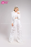 Outfit Phối Sẵn - (Quần Jogger Dù Ống Rộng phối Phao Gile Phao Trắng)