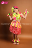 KMH0401 Váy Múa Hawaii Đỏ Trẻ Em