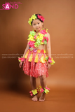 KMH0401 Váy Múa Hawaii Đỏ Trẻ Em