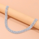 Vòng cổ đính đá ánh kim bạc lấp lánh bản nhỏ