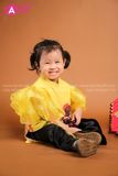KAC0301 Áo Dài Trẻ Em Tay Cánh Tiên Vàng (size cấp 1 & mầm non)