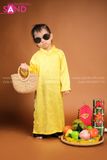 KAC0304 Áo Dài Gấm Trẻ Em Vàng