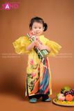 KAC0301 Áo Dài Trẻ Em Tay Cánh Tiên Vàng (size cấp 1 & mầm non)