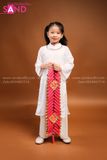KAC0001 Áo Dài Gấm Trẻ Em Trắng