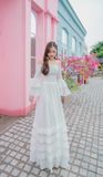 VBM0004 Váy Maxi Cúp Ngực Trắng Váy Xoè