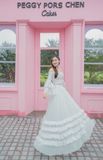 VBM0004 Váy Maxi Cúp Ngực Trắng Váy Xoè