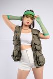 Outfit Phối Sẵn - (Quần Short Trắng phối Áo Gile Xanh Rêu)