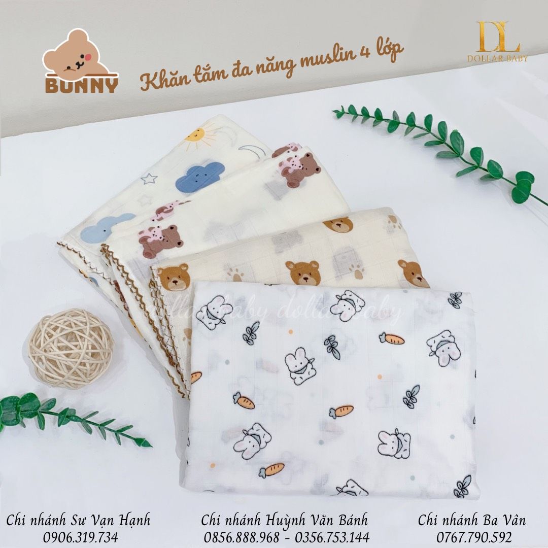  Khăn Tắm 4 Lớp Sợi Tre Bunny 