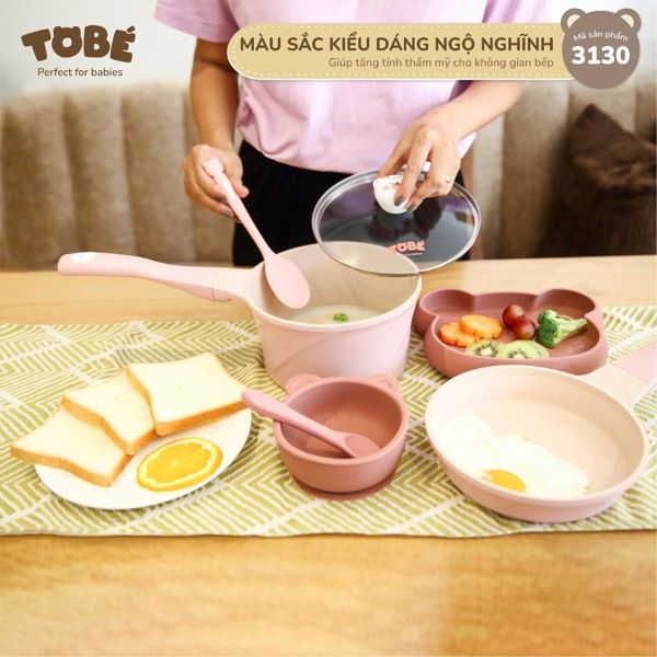  Bộ nồi chảo Tobe - Hồng 