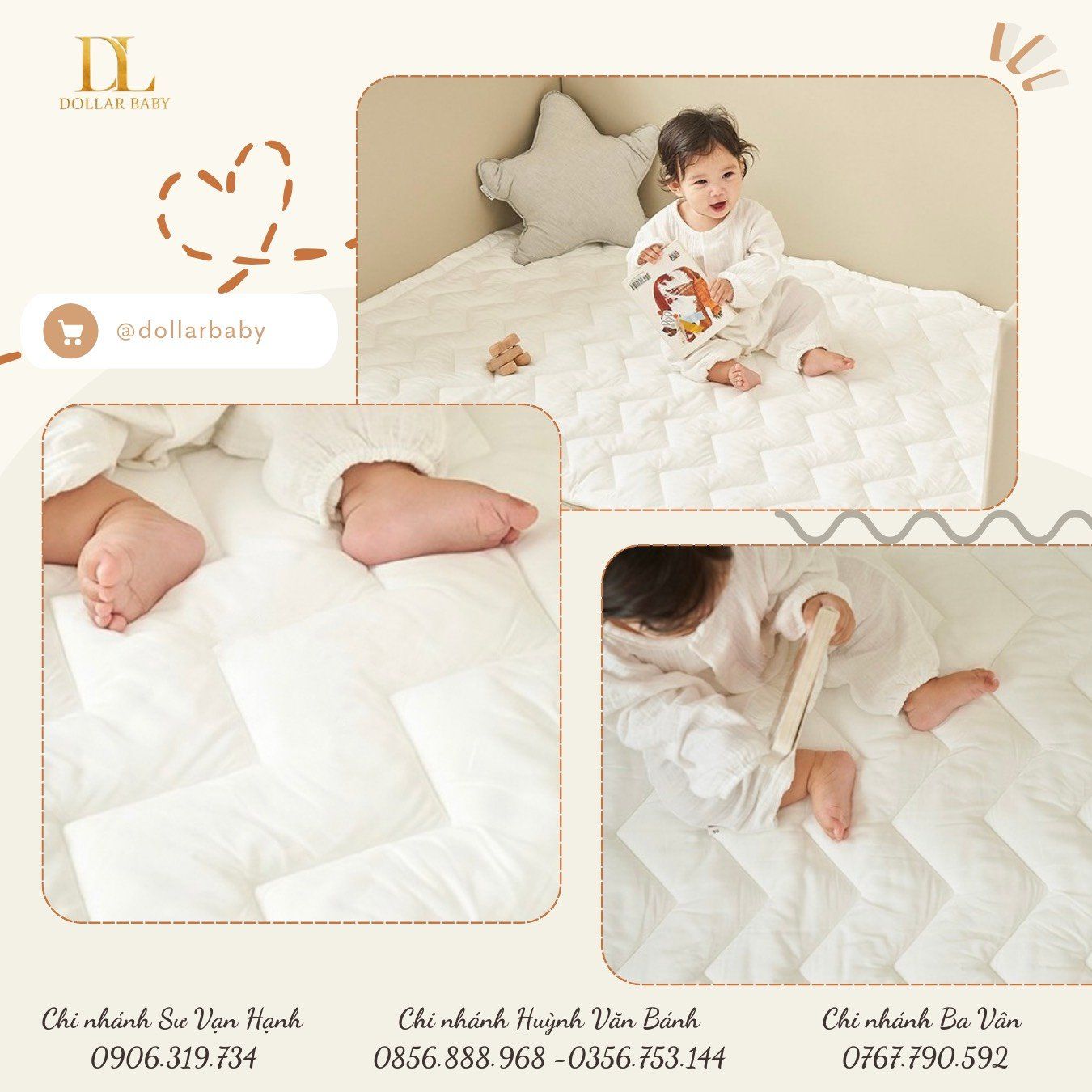  Thảm Modal Baby Dono & Dono -  Size 100*145cm, Dày +- 5cm – Màu Ivory 