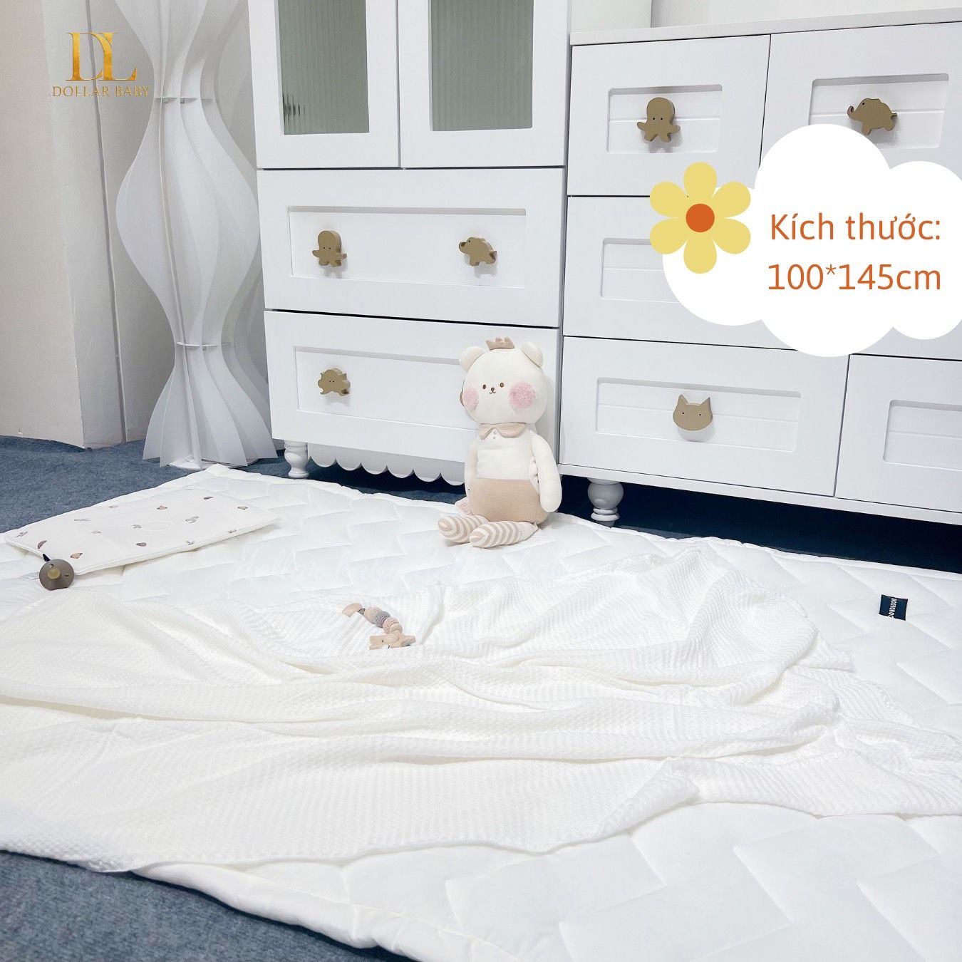  Thảm Modal Baby Dono & Dono -  Size 100*145cm, Dày +- 5cm – Màu Ivory 