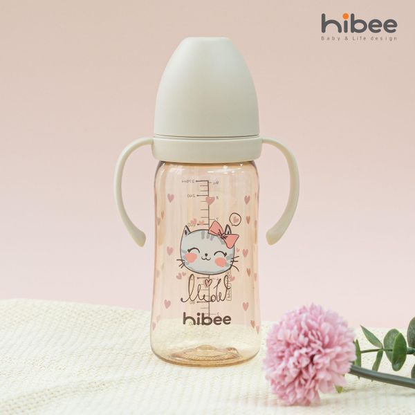  Bình sữa HiBee Gen Meow - Nơ Hồng (tặng kèm tay cầm) 