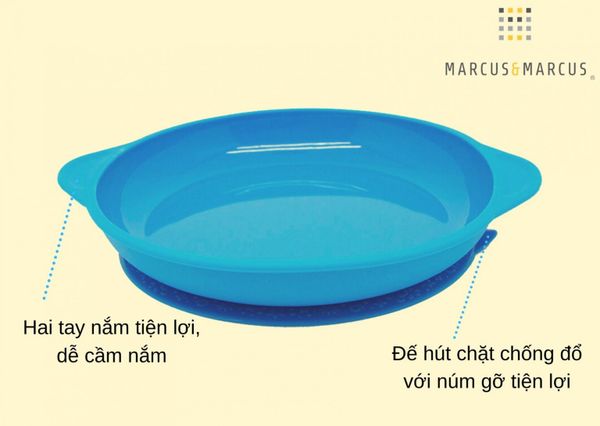  Đĩa ăn dặm silicon có đế hút chân không chống đổ cho bé Marcus & Marcus - Lucas 