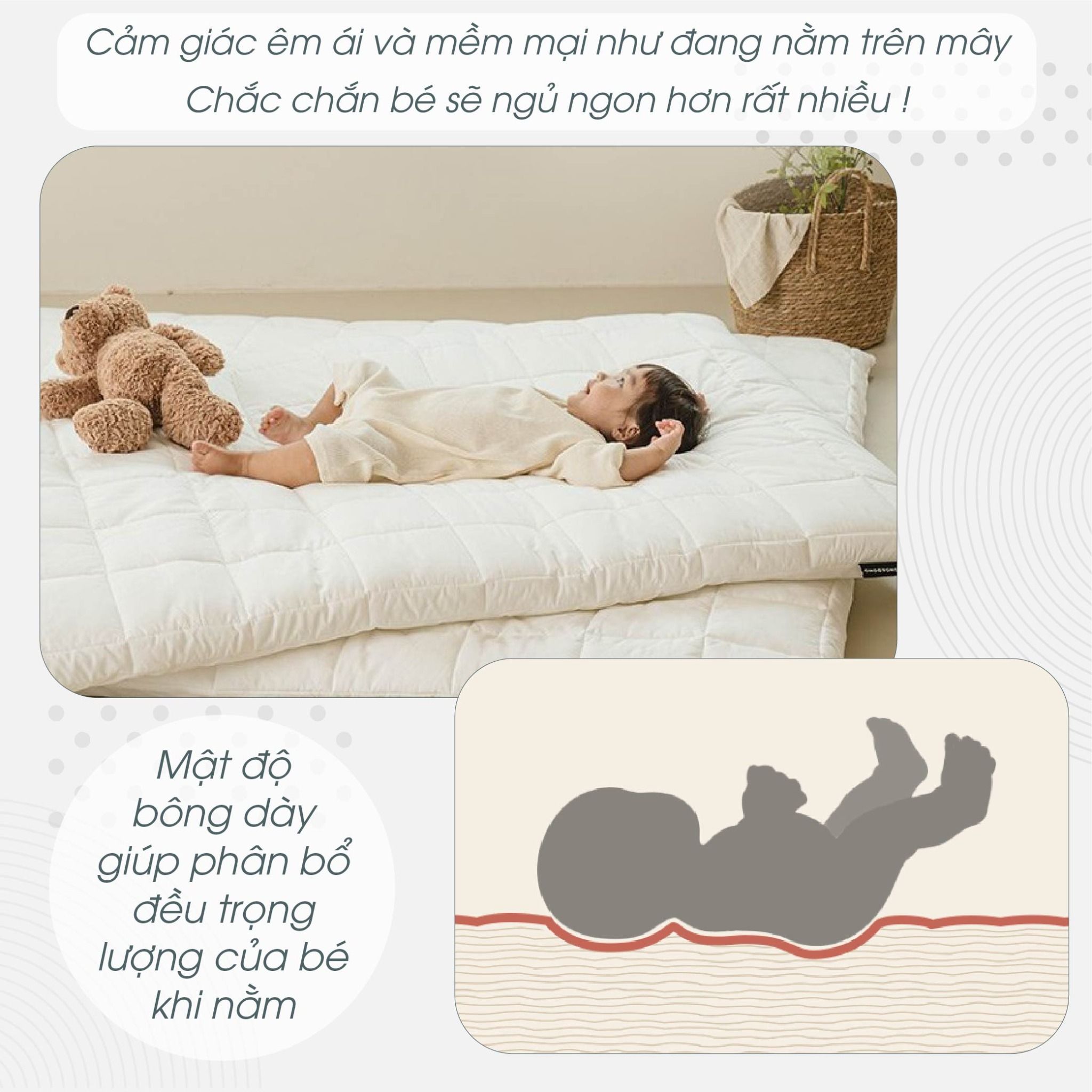  Thảm Modal Baby Dono & Dono -  Size 100*145cm, Dày +- 5cm – Màu Ivory 