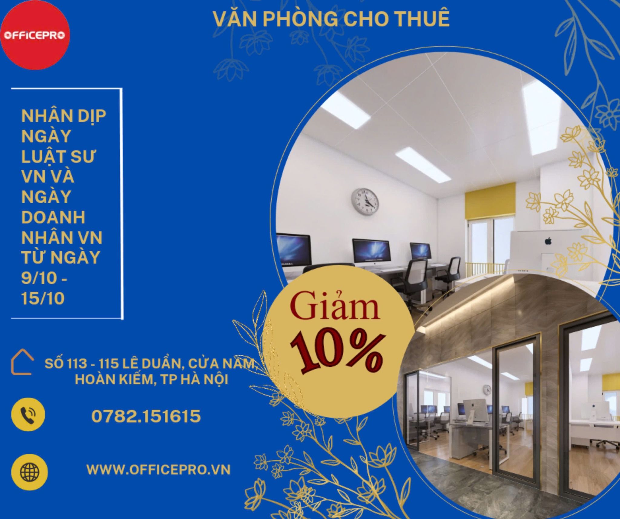 Văn phòng dịch vụ Quận Hoàn Kiếm: Giảm ngay 10% nhân dịp 2 ngày lễ lớn trong tháng 10!