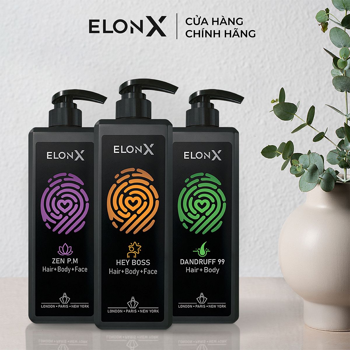 Dầu gội ELONX HEYBOSS 3 trong 1 cho nam - hương nước hoa - sữa tắm gội (sáng - 680gr) - Thùng 20 chai