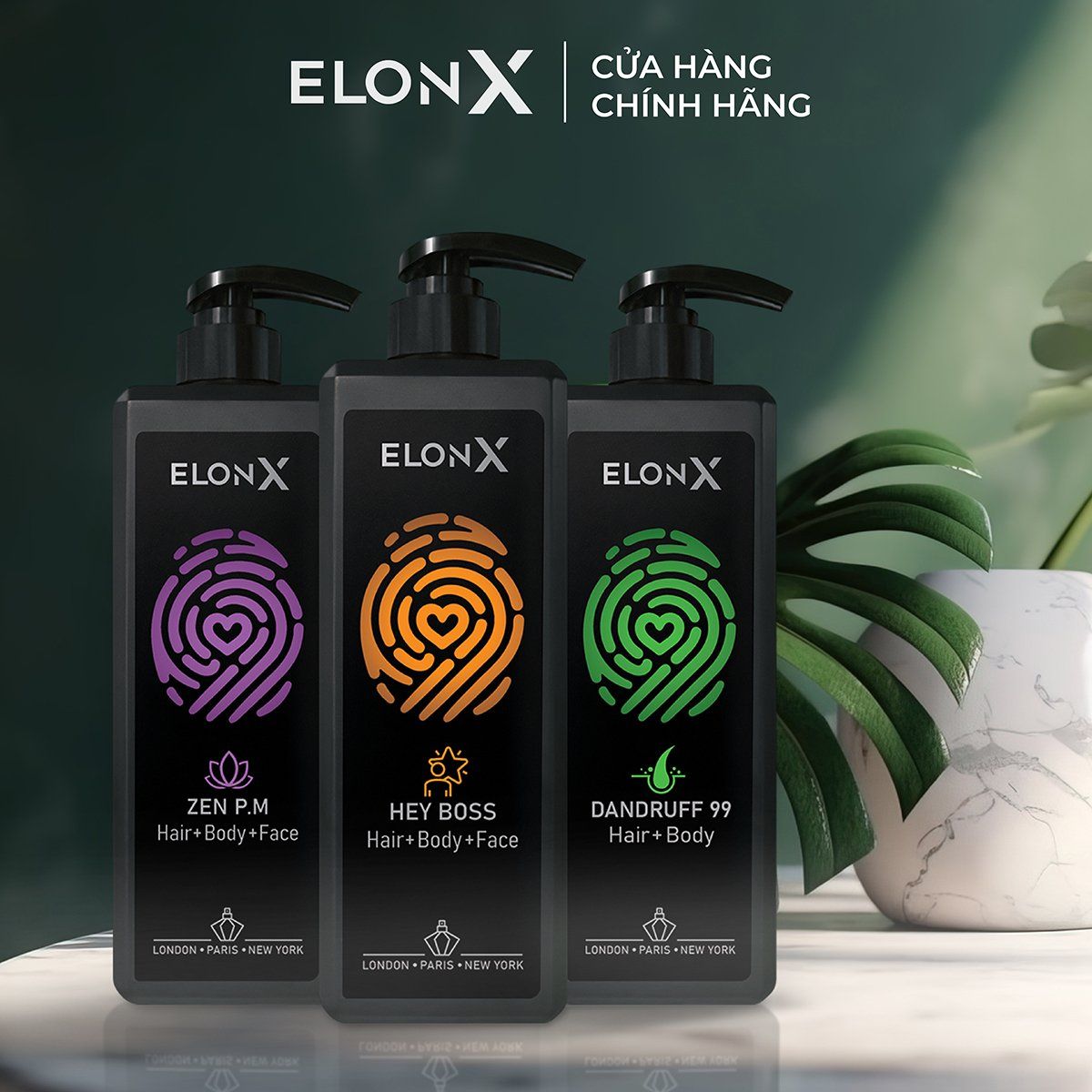 Dầu gội ELONX HEYBOSS 3 trong 1 cho nam - hương nước hoa - sữa tắm gội (sáng - 680gr) - Thùng 20 chai