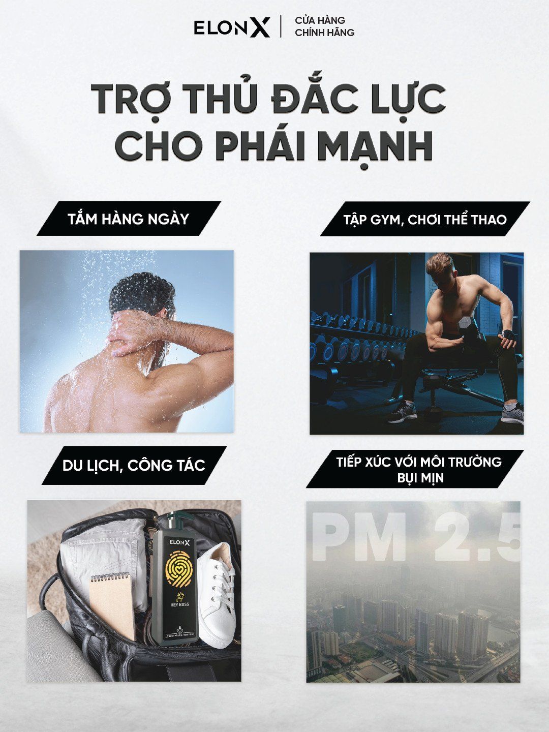 Combo 3 dầu gội ELONX 3 trong 1 cho nam - hương nước hoa - sữa tắm gội (bộ dầu gội nam 3 chai 680gr) (sáng tối sạch gàu)