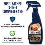  303 Leather 3-In-1 Complete Care - Vệ sinh, dưỡng và chống phai màu da và nhựa nội thất Ô tô 