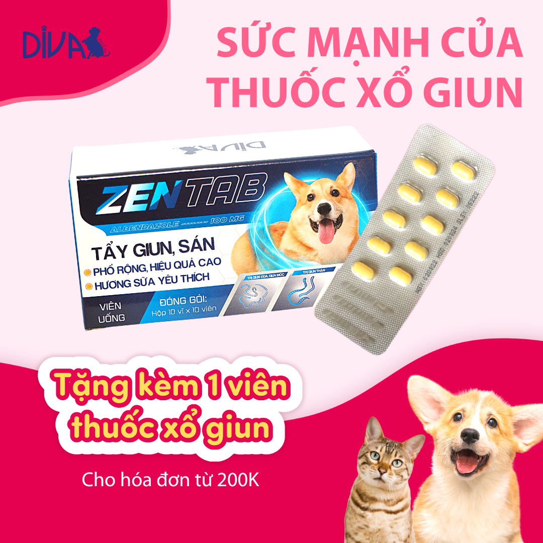  Thuốc xổ giun cho chó mèo DIVA Zentab 