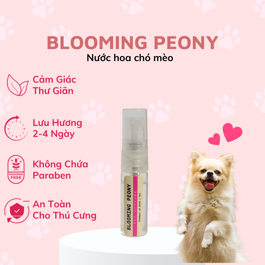  Nước hoa cao cấp dành cho thú cưng DIVA Blooming Peony - Hương hoa dịu ngọt 2.5ml 