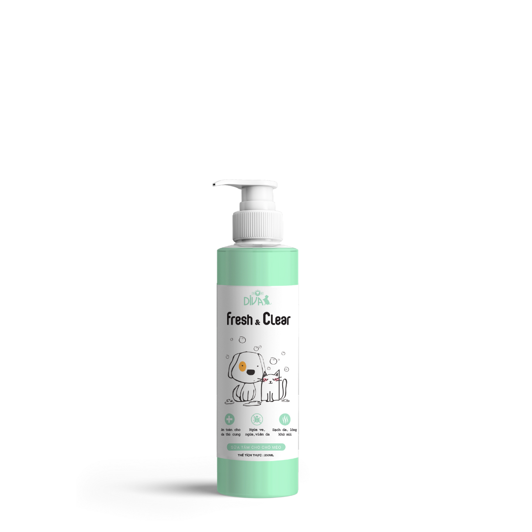  Sữa tắm ngừa ve nấm cho chó mèo DIVA Fresh & Clear 250ml 